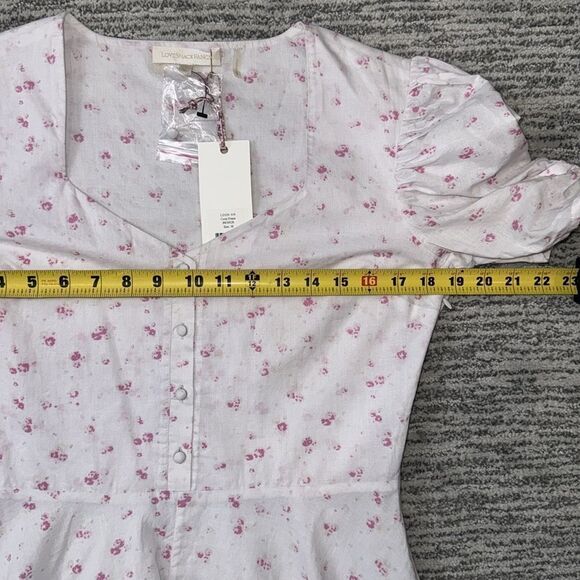 NWT LoveShackFancy Cora Mini Dress Pink Brimfield Floral Medium - Picture 9 of 16